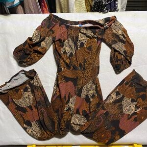 Farm Rio for Anthropologie Animalia Mirana Jumpsuit Small  Jumper Romper